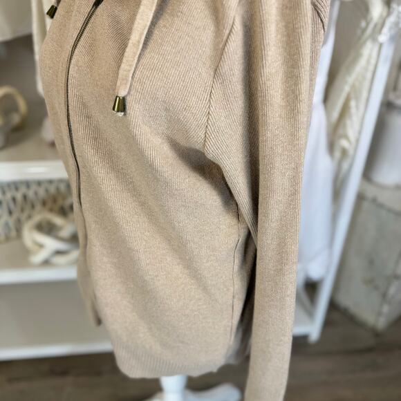 Liz Claiborne Women's Size L Beige Full Zip Collared Cardigan Sweater #3508 - Picture 2 of 8